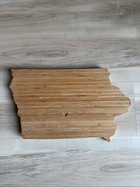 Iowa Shaped Bamboo Cutting/Serving Board with Heart Cutout